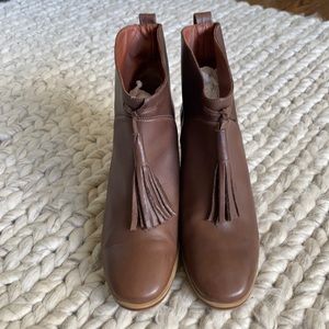 Rachel Comey brown tassel leather ankle boots, size 9